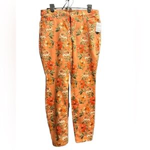 Needle&cloth orange floral skinny pants size 14
